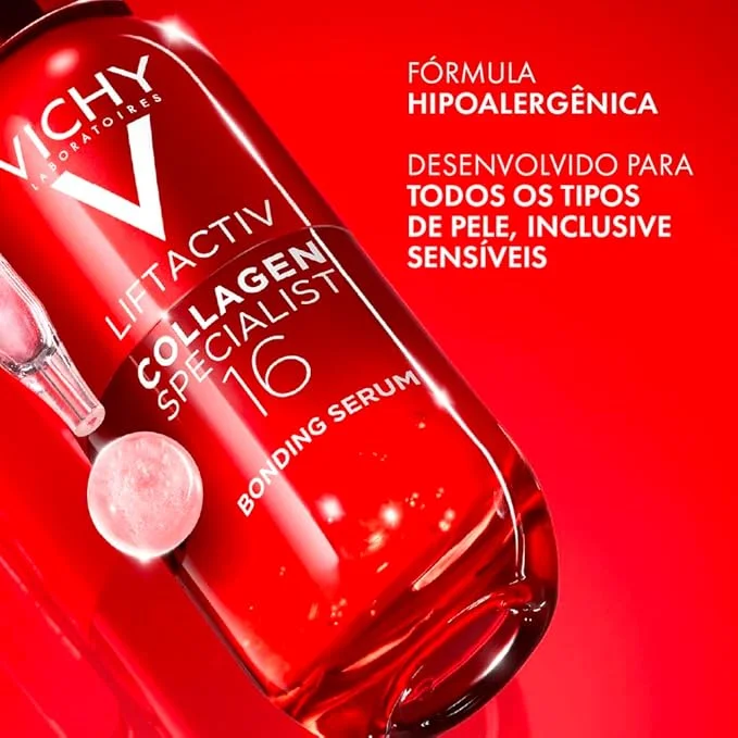 Imagem de frasco vermelho de sérum facial anti idade liftactiv colágeno specialist