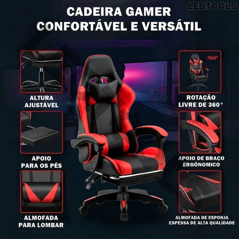Cadeira Gamer: Para Garotas e Garotos imagem de uma cadeira gamer e suas especificações