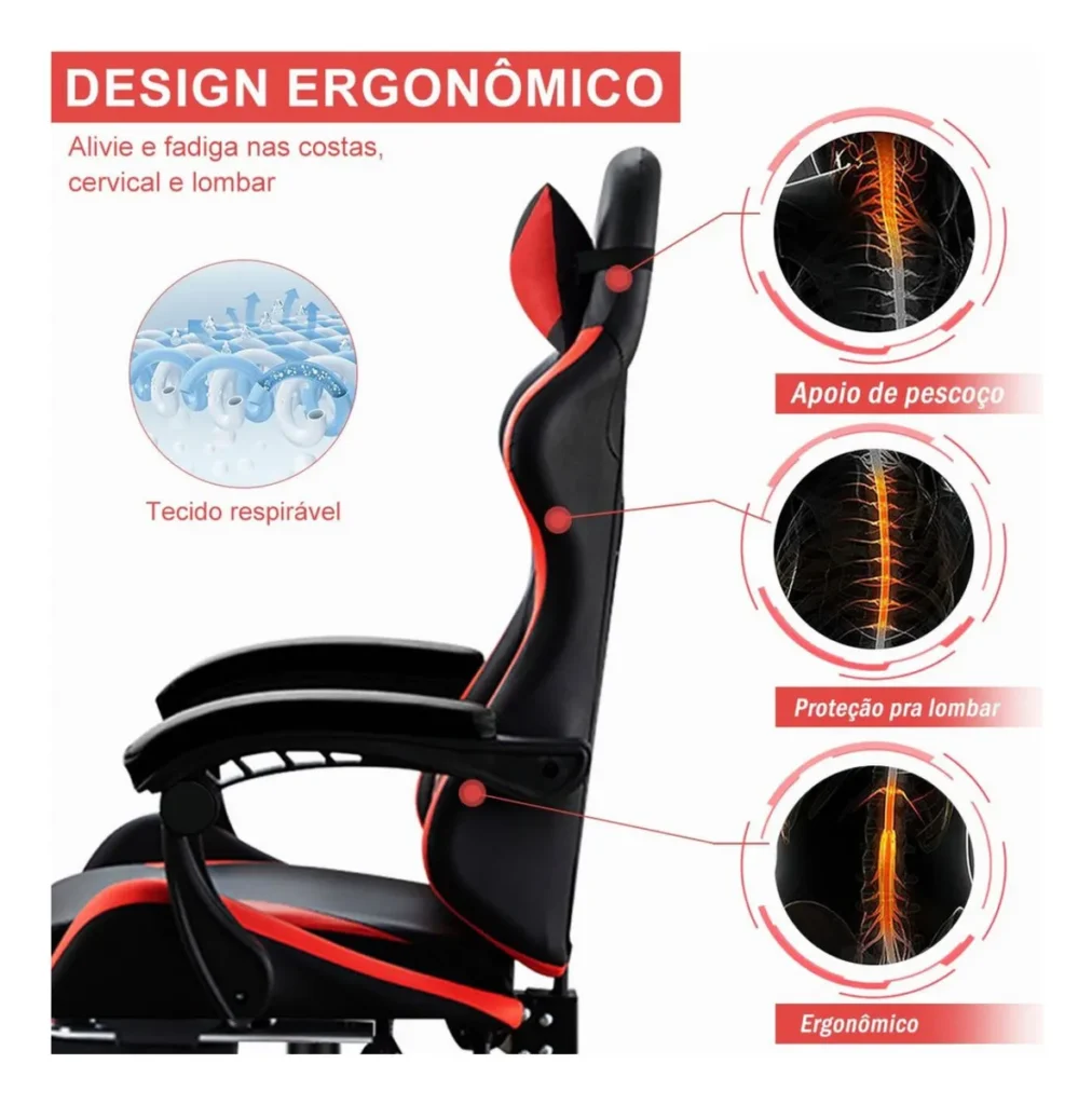 Cadeira Gamer: Para Garotas e Garotos imagem de uma cediera gamer e sua medidas