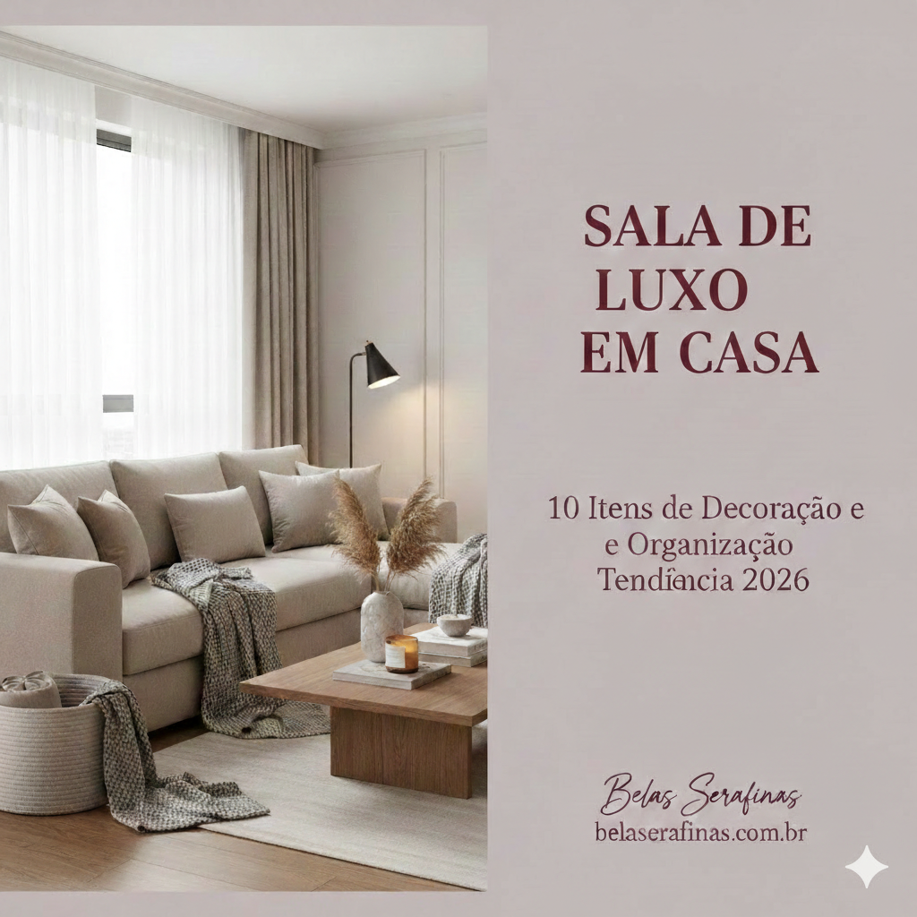 Sala de Luxo na sua Casa: 10 Itens de Decoração da Amazon que Transformam seu Lar em 2026 imagem de uma sala com sofá branco itens decorativos e uma frase de sala de luxo para sua casa