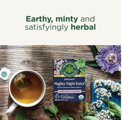 traditional medicinals tea, organic nighty night extra