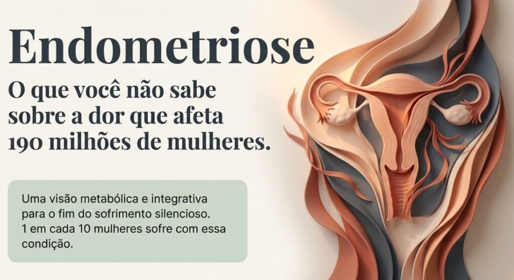endometriose viInfográfico sobre endometriose mostrando uma ilustração artística do sistema reprodutor feminino em tons pastéis, com o texto: O que você não sabe sobre a dor que afeta 190 milhões de mulheress
