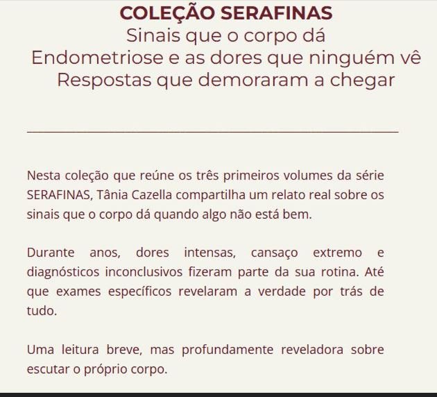 Card informativo da Coleção Serafinas com o título 